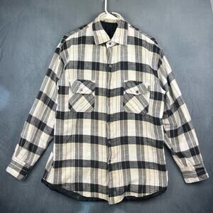Vintage Sports Afield Quilted Lined Plaid Flannel Button Down Shirt Medium DD-09